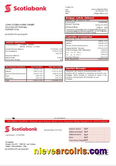 Chile Scotiabank bank mortgage statement